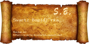 Svartz Boglárka névjegykártya